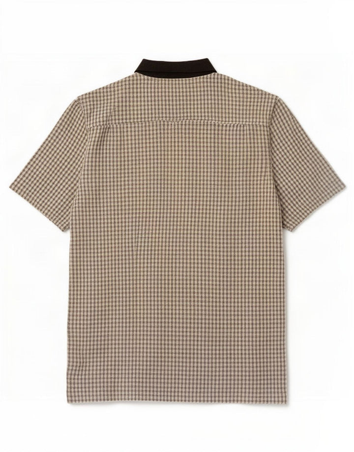 Cotton Republic Herren-Kurzarm-Pulloverhemd, groß, weiß kariert