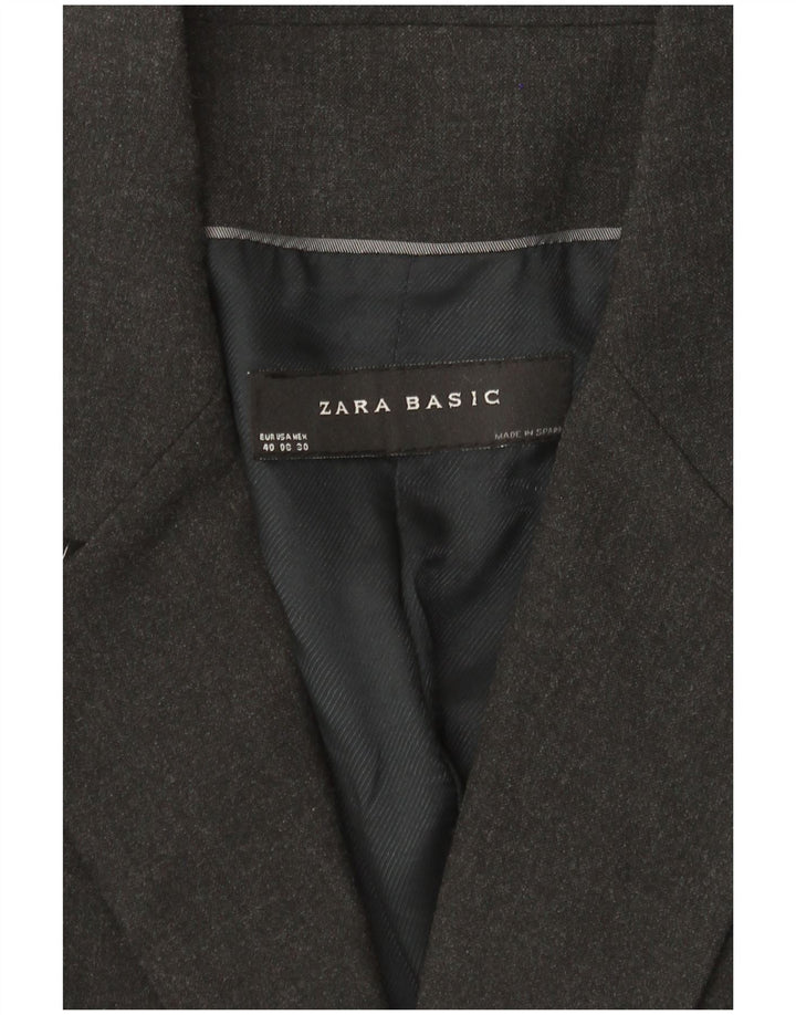 Zara Damen 1-Knopf-Blazerjacke EU 40 Mittelgrau