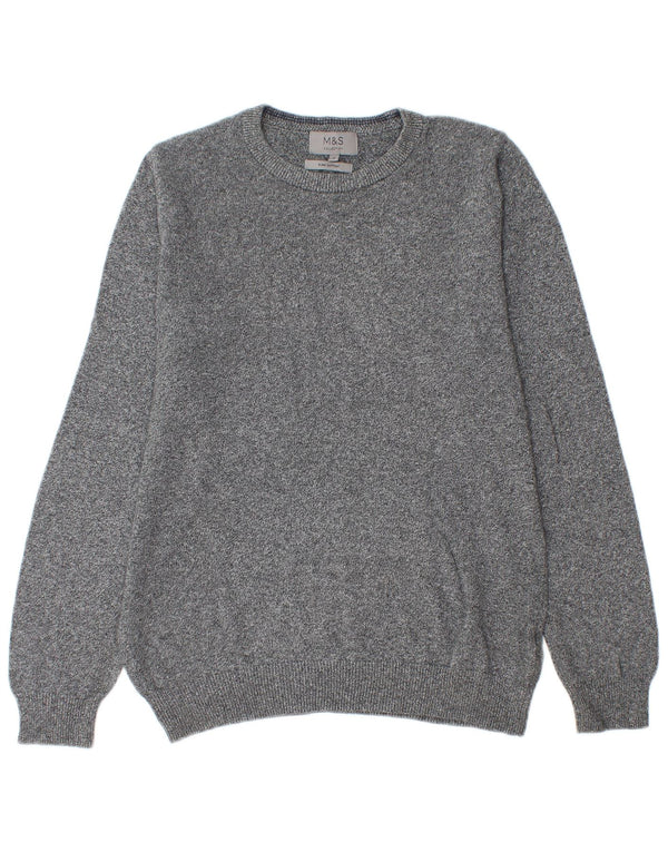 Marks & Spencer Mens Crew Neck Jumper Sweater Small Grey Flecked Cotton
