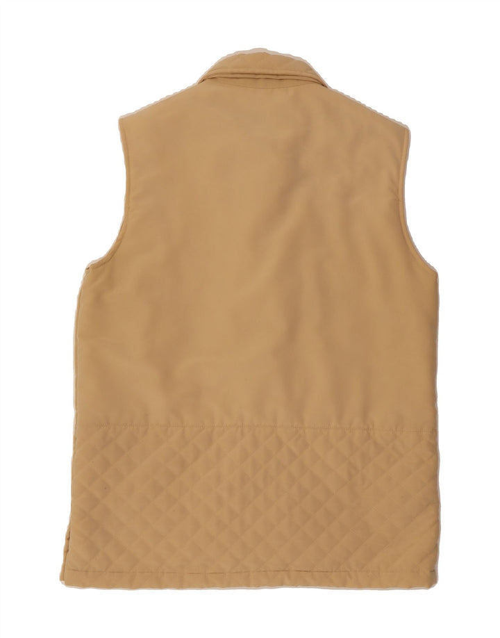VINTAGE Womens Oversized Gilet UK 10 Small Beige Polyester Vintage Vintage and Second-Hand Vintage from Messina Hembry 