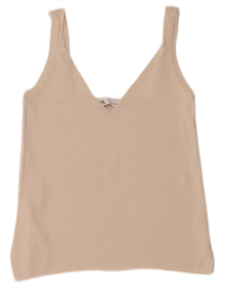 Zara Damen Crop Cami Top UK 14 Large Beige Viskose