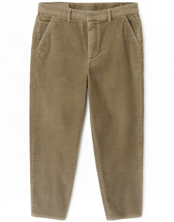 Zara Herren-Hose aus Cord, konisch zulaufend, EU 46, XL, W36, L27, Khaki, Baumwolle