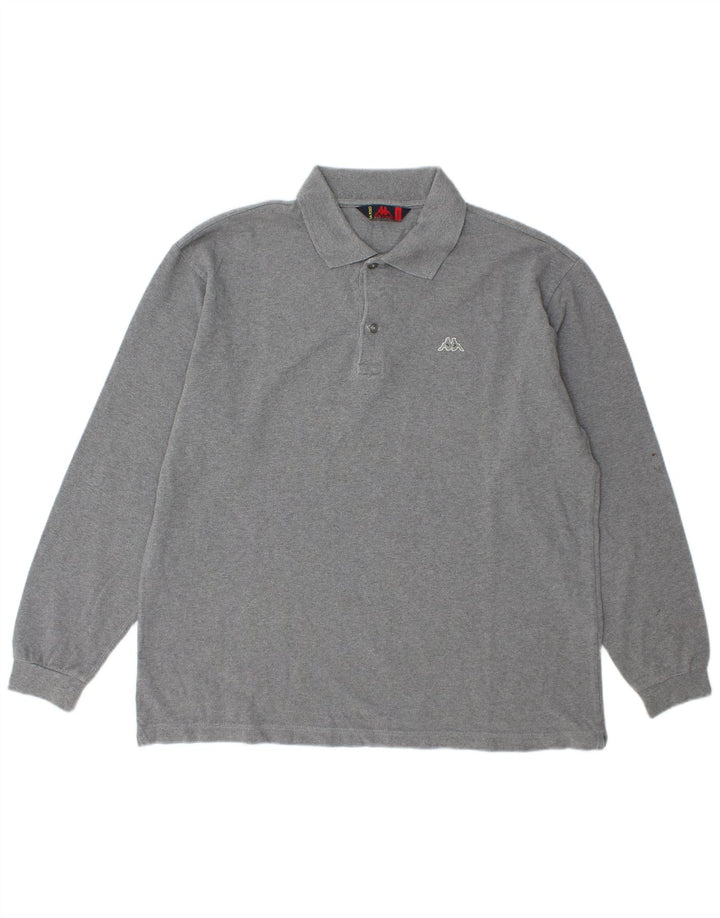 Kappa Herren Langarm-Poloshirt, große graue Baumwolle