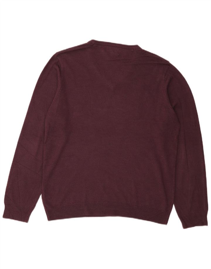 Marks & Spencer Herren-Pullover mit normaler Passform und V-Ausschnitt, Größe L, Acryl, Lila