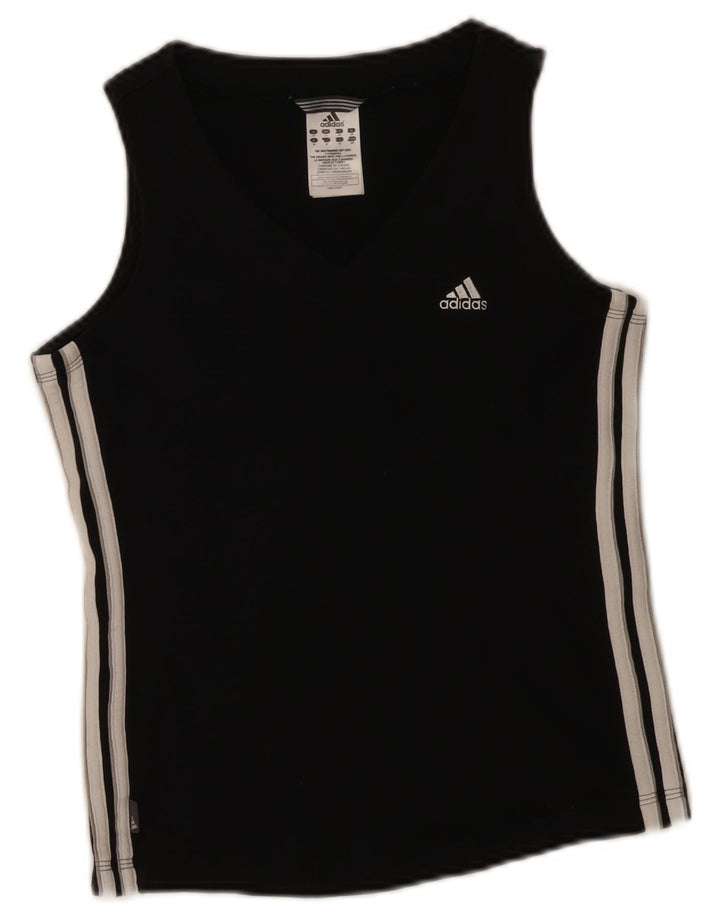 Adidas Damen Weste Top UK 8 Small Schwarz Baumwolle