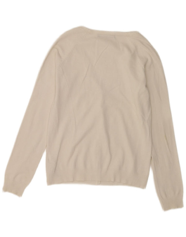 Zara Damen-Cardigan-Pullover UK 14 Große weiße Baumwolle