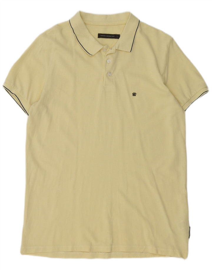 French Connection Herren-Poloshirt, groß, gelb gestreift, Baumwolle
