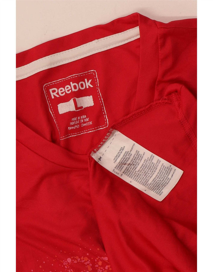 Reebok Damen Graphic T-Shirt Top UK 14 Large Rosa Polyester