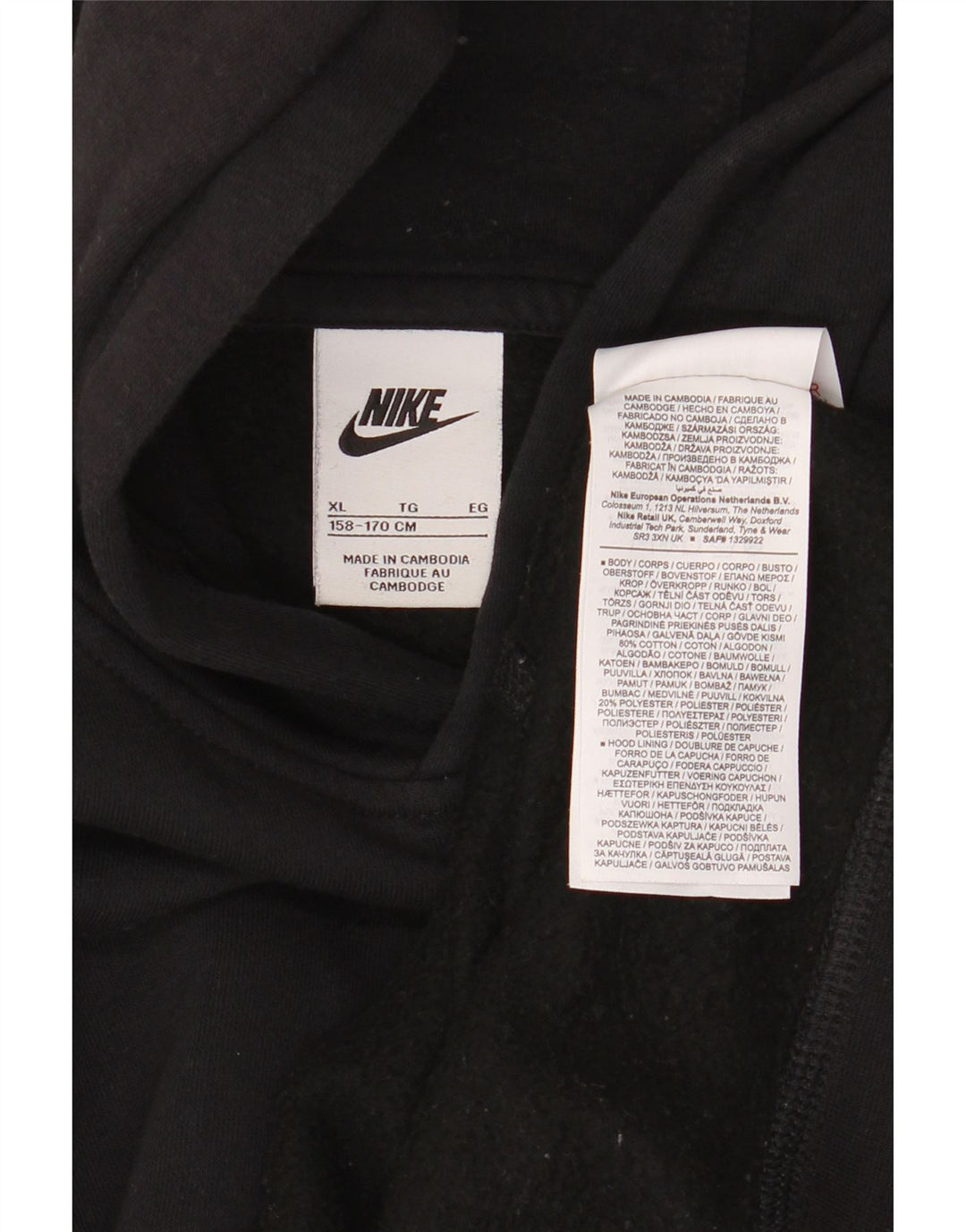NIKE Kapuzenpullover für Jungen, 13–14 Jahre, XL, schwarze Baumwolle