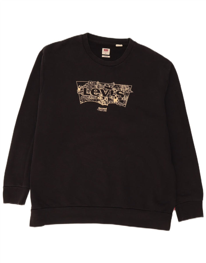 Levi's Herren Graphic Standard Fit Sweatshirt Pullover XL Schwarz Baumwolle