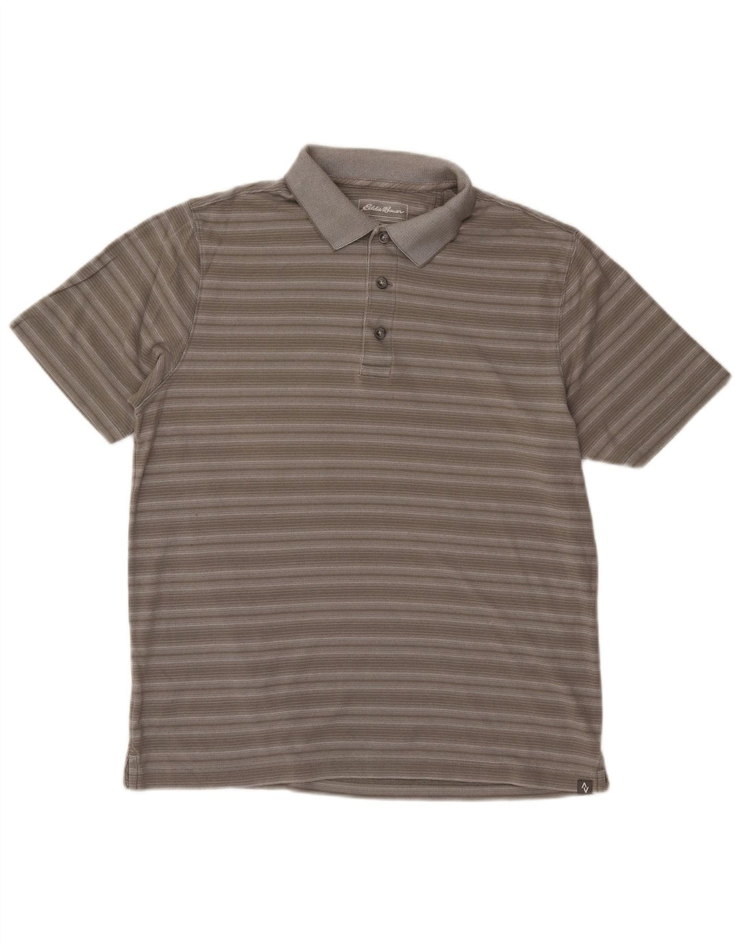EDDIE BAUER Herren-Poloshirt aus mittelgrauer, gestreifter Baumwolle