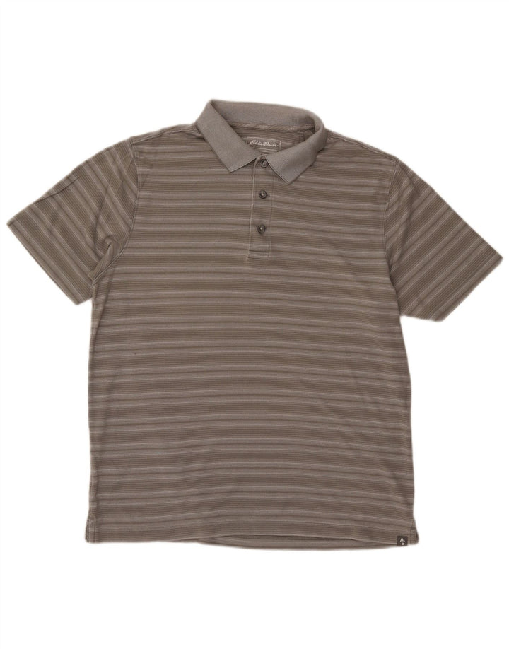 EDDIE BAUER Herren-Poloshirt aus mittelgrauer, gestreifter Baumwolle