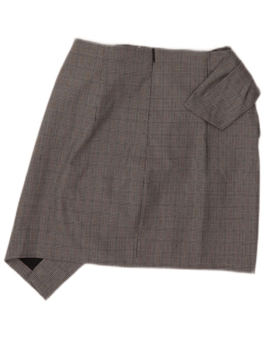 Zara Damen Mini Asymmetrischer Rock XS W26 Grau kariertes Polyamid