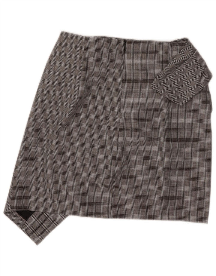 Zara Damen Mini Asymmetrischer Rock XS W26 Grau kariertes Polyamid