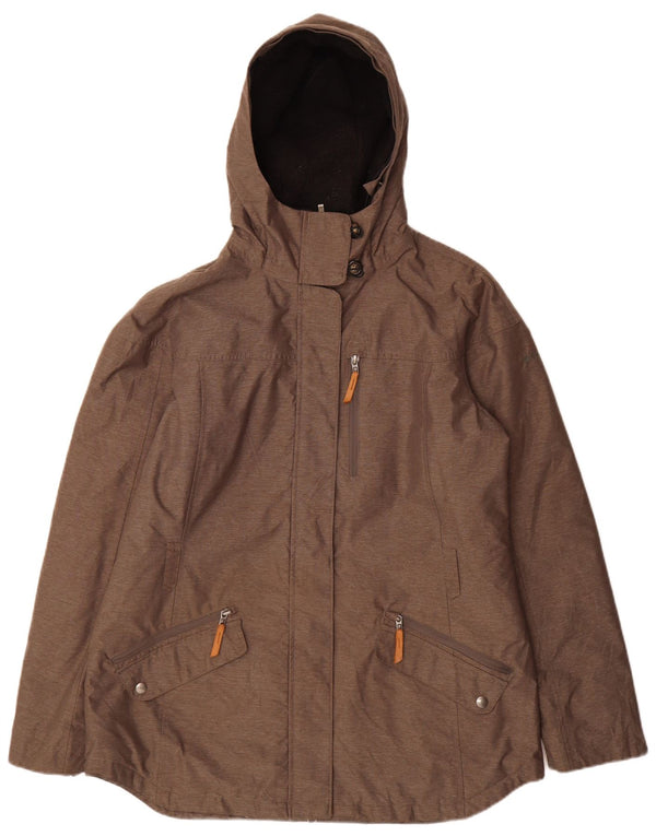 Columbia Damen Omni-Heat Kapuzenparkajacke UK 18 XL Graues Nadelstreifen-Nylon