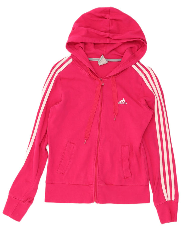 ADIDAS Damen Zip Hoodie Pullover UK 10 Small Rosa Baumwolle