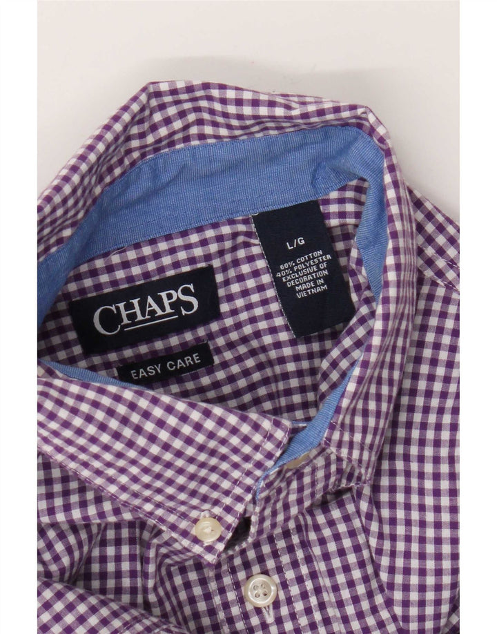 Chaps Herrenhemd, groß, violett, Gingham-Baumwolle
