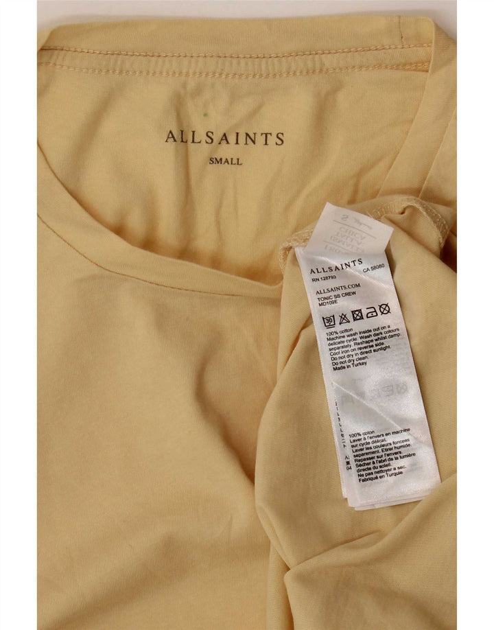 All Saints Herren T-Shirt Top Small Gelb Baumwolle