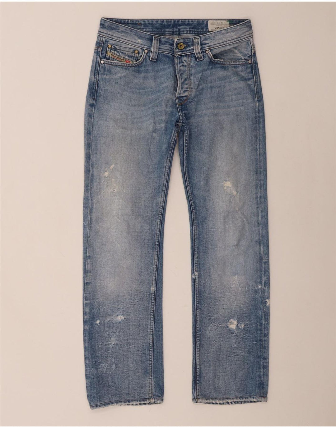 Diesel Damen Viker Distressed Straight Jeans W28 L29 Blaue Baumwolle