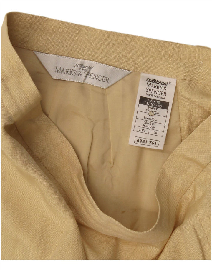 Marks & Spencer Damen A-Linienrock UK 12 Medium W28 Beige Seide