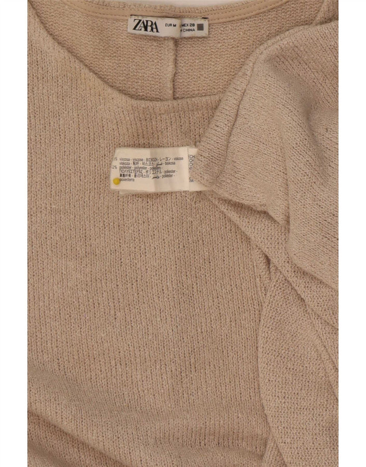 Übergroßes Blusenoberteil für Damen von Zara, UK 14, mittelbeige Viskose