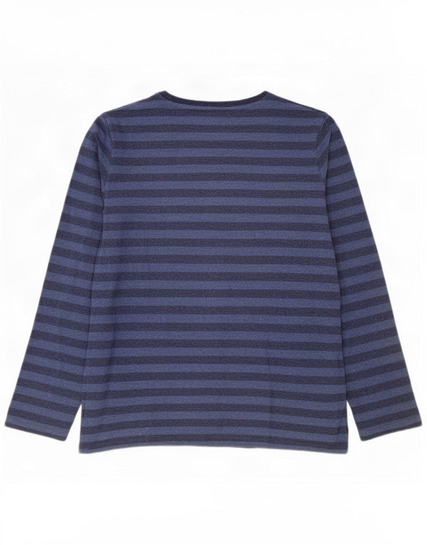 Massimo Dutti Jungen Grafik-Top, langärmelig, 13–14 Jahre, blau gestreift, Baumwolle