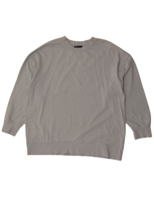 Zara Herren-Sweatshirt, Pullover, groß, aus blauer Baumwolle