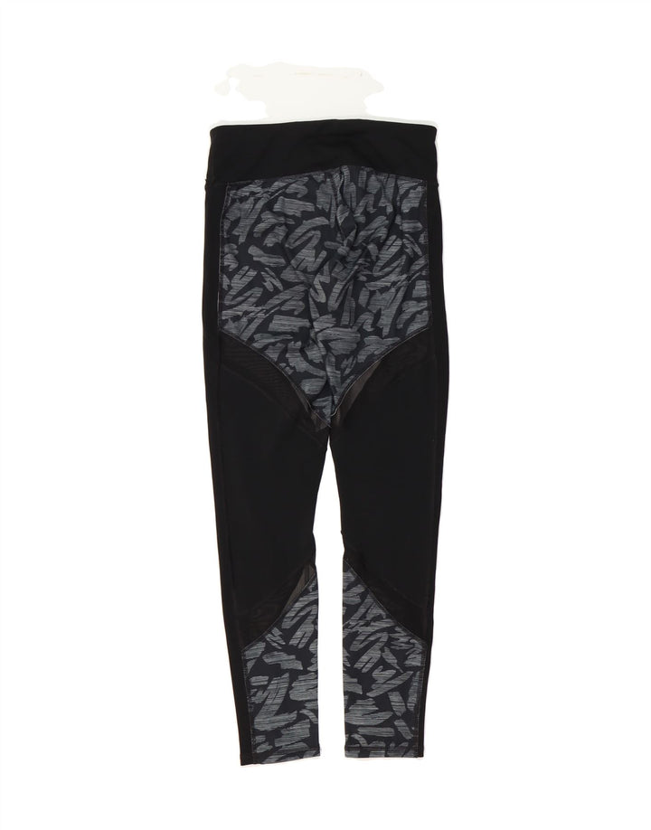 PUMA Womens Abstract Pattern Leggings UK 10 Small  Black Polyester Vintage Puma and Second-Hand Puma from Messina Hembry 