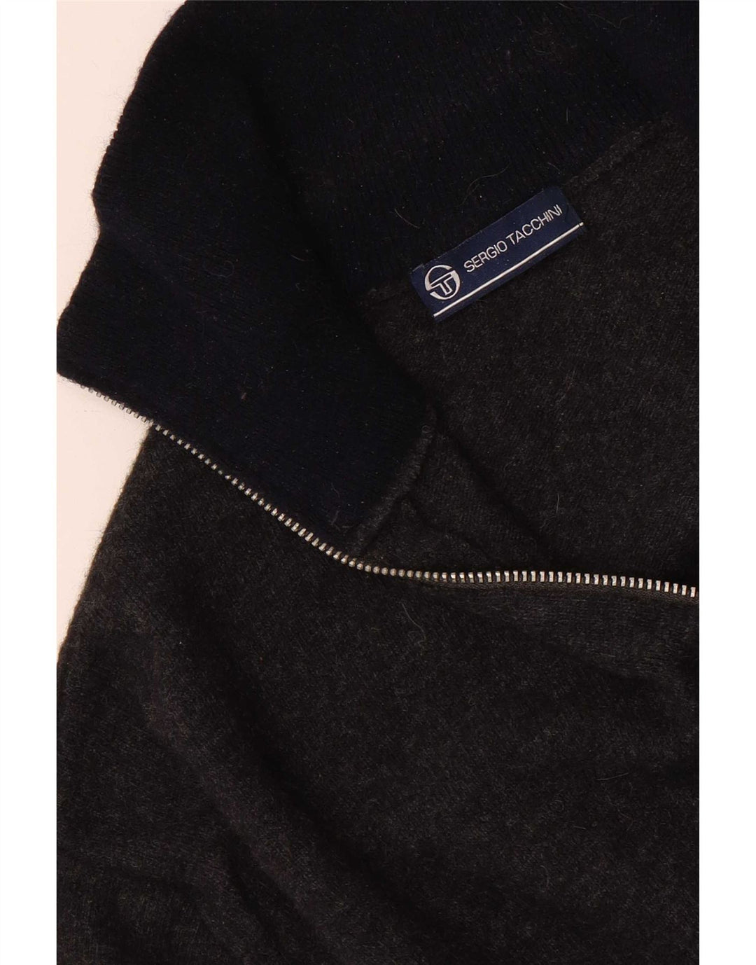 Sergio Tacchini Herren Pullover mit Reißverschluss am Hals Mittelgrau
