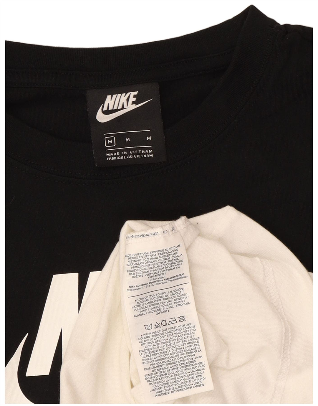Nike Womens Graphic Top Langarm UK 12 Mittelschwarz Colourblock Baumwolle