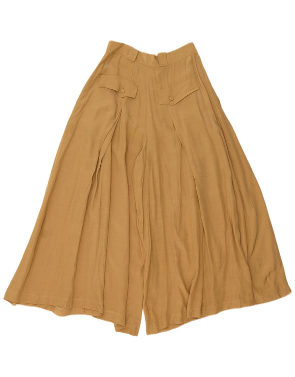 Vintage-Damen-Schlaghose mit hoher Taille, kurze Hose, Größe 42, Mittel W26 L23, Beige
