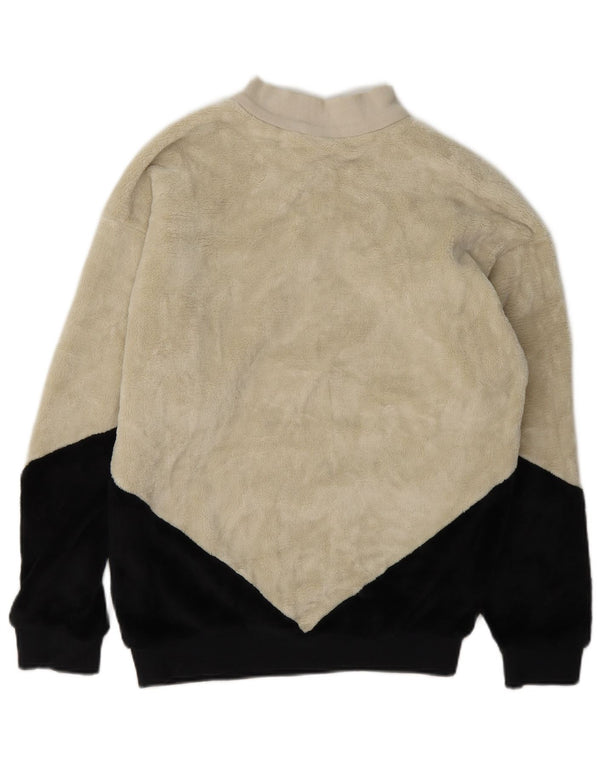 Adidas Damen-Fleecepullover mit Reißverschluss, übergroß, Größe S, Beige, Farbblock