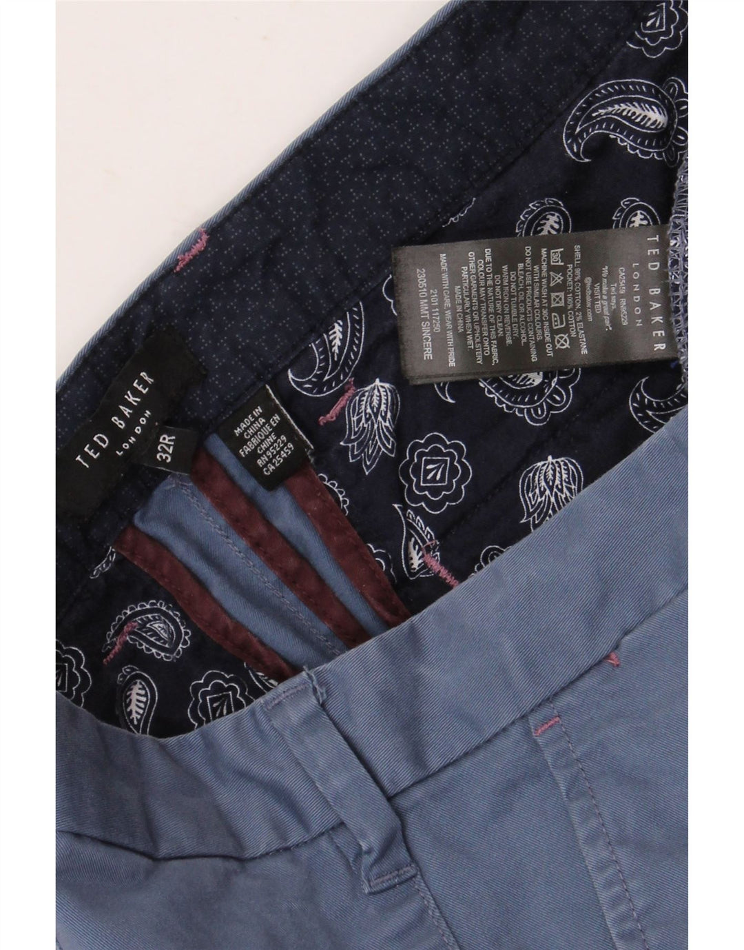 Gerade Anzughose für Herren von TED BAKER, W32, L32, blaue Baumwolle