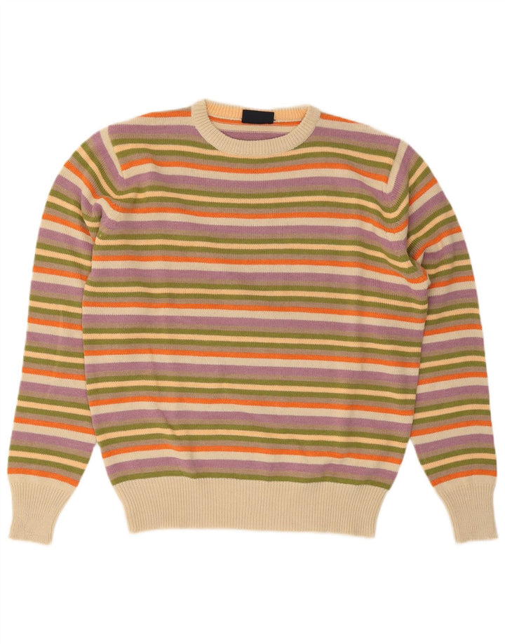 Vintage Herren Pullover mit Rundhalsausschnitt, groß, mehrfarbig, gestreift, Acryl