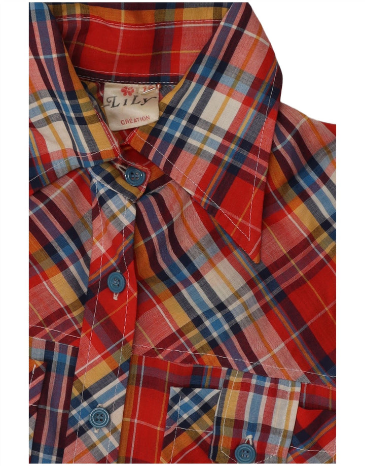 Vintage-Shirt für Mädchen, 11–12 Jahre, rot kariertes Polyester