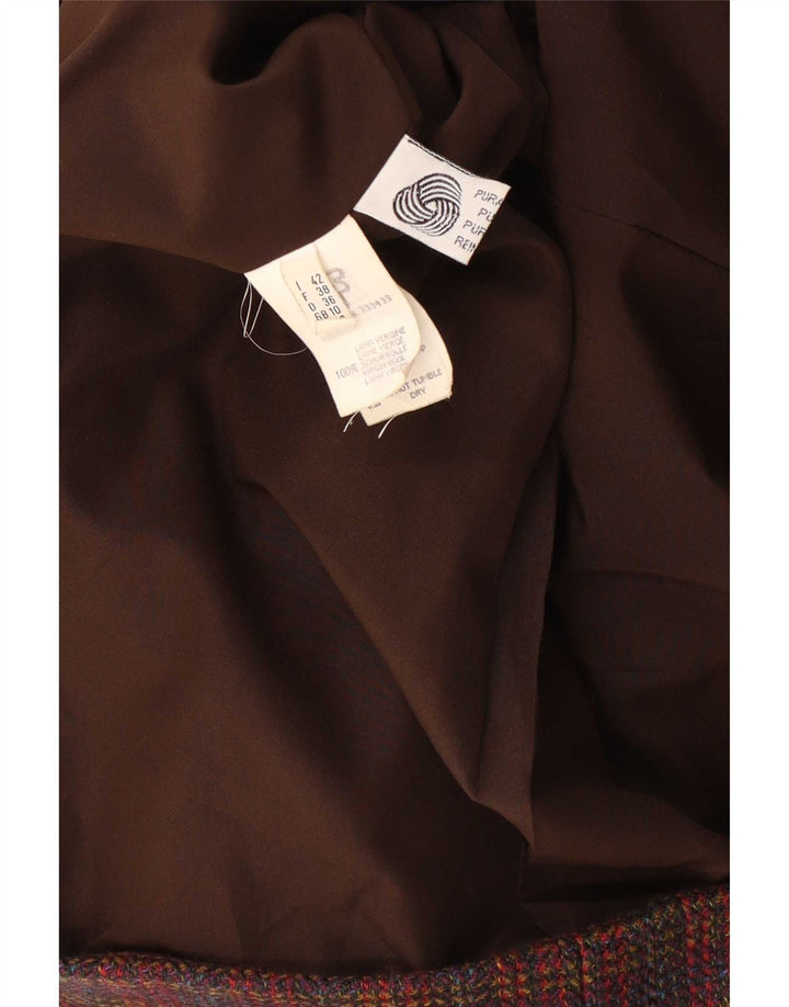 Vintage Damen-Blazer mit 3 Knöpfen, übergroß, Gr. 10, klein, Burgunderrot kariert