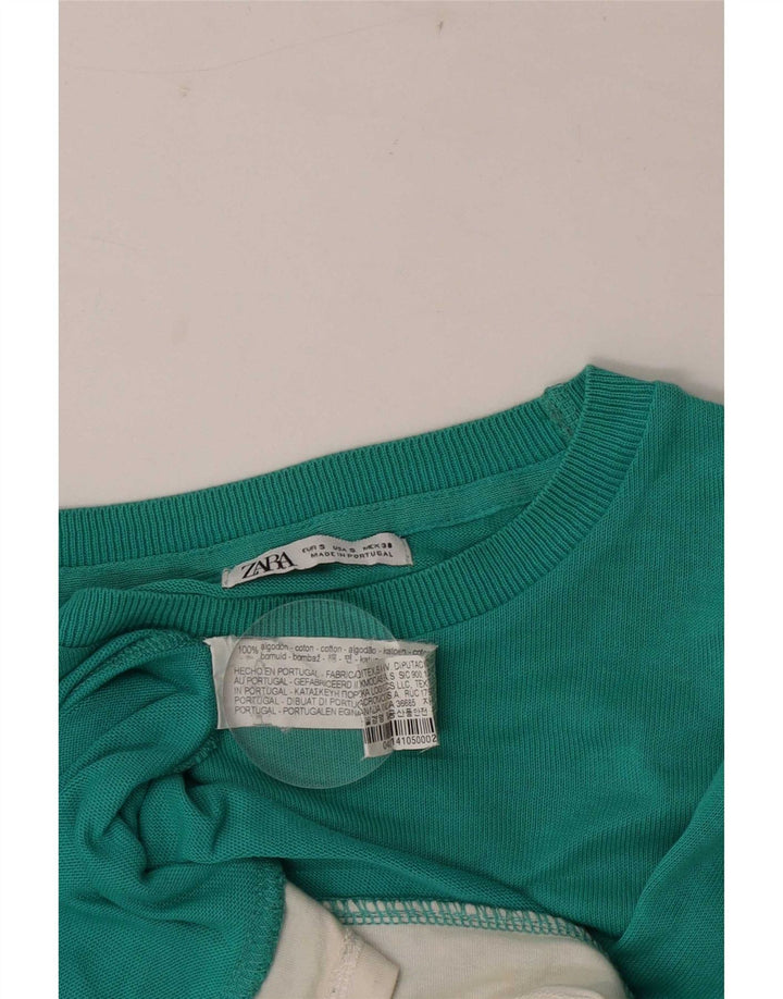 Zara Herren T-Shirt Top Small Grün Colourblock Baumwolle