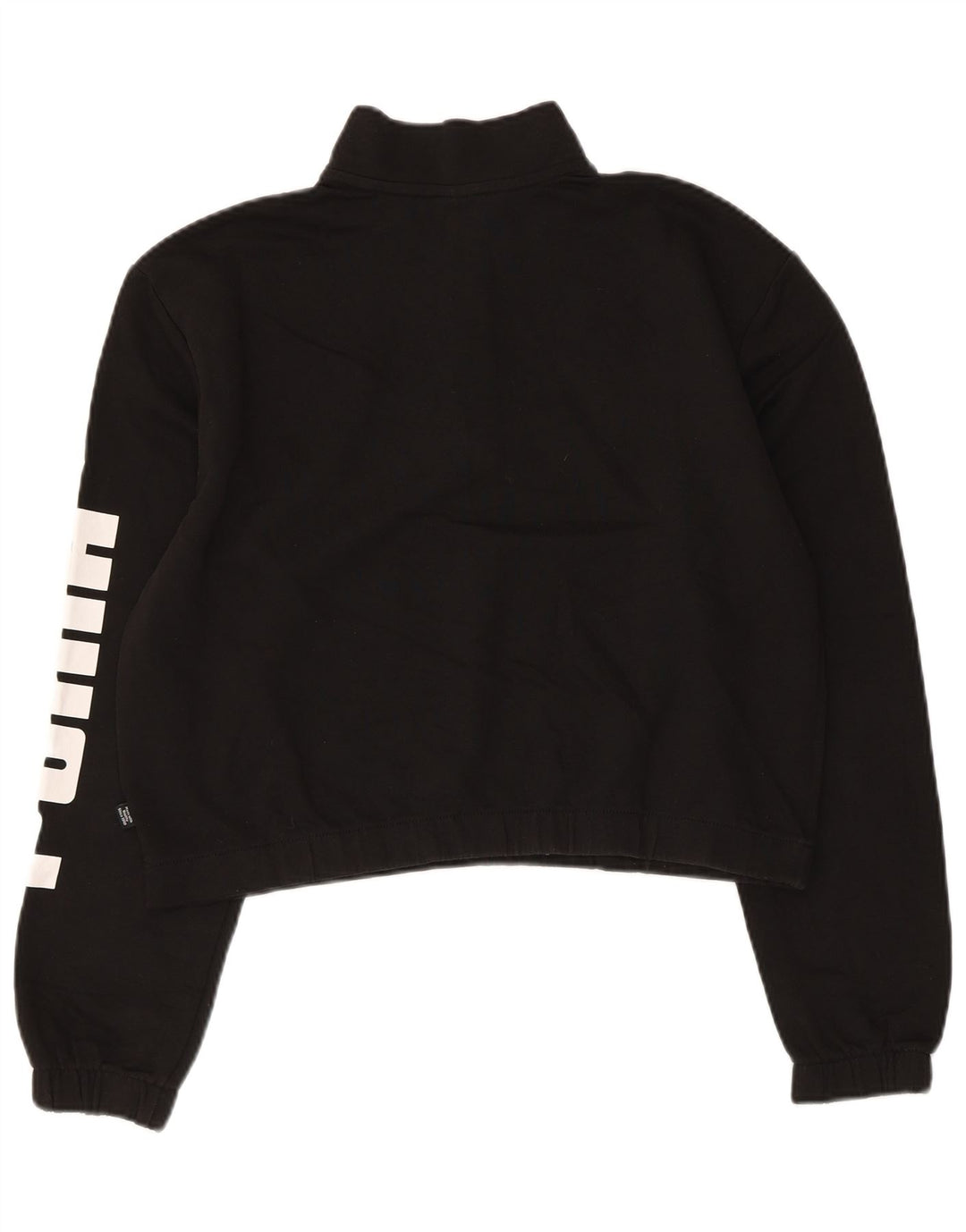 Puma Womens Graphic Zip Neck Sweatshirt Pullover UK 16 Large Schwarze Baumwolle