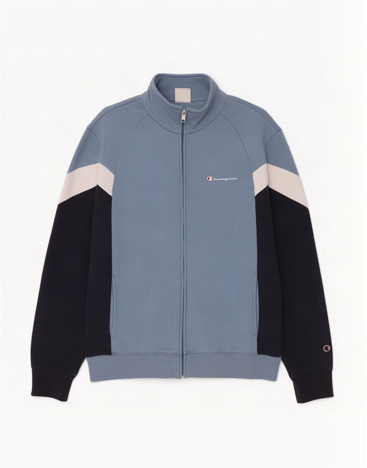 Champion Herren-Trainingsanzug-Top-Jacke, große blaue Colourblock-Baumwolle