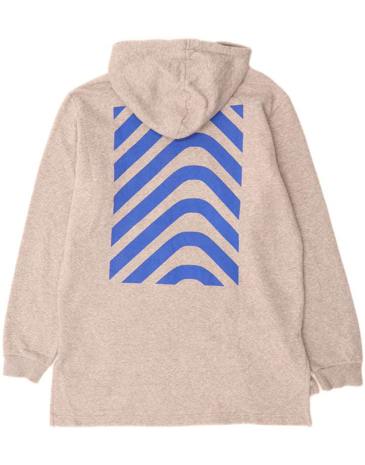 ADIDAS Womens Oversized Graphic Hoodie Pullover UK 16 Große graue Baumwolle