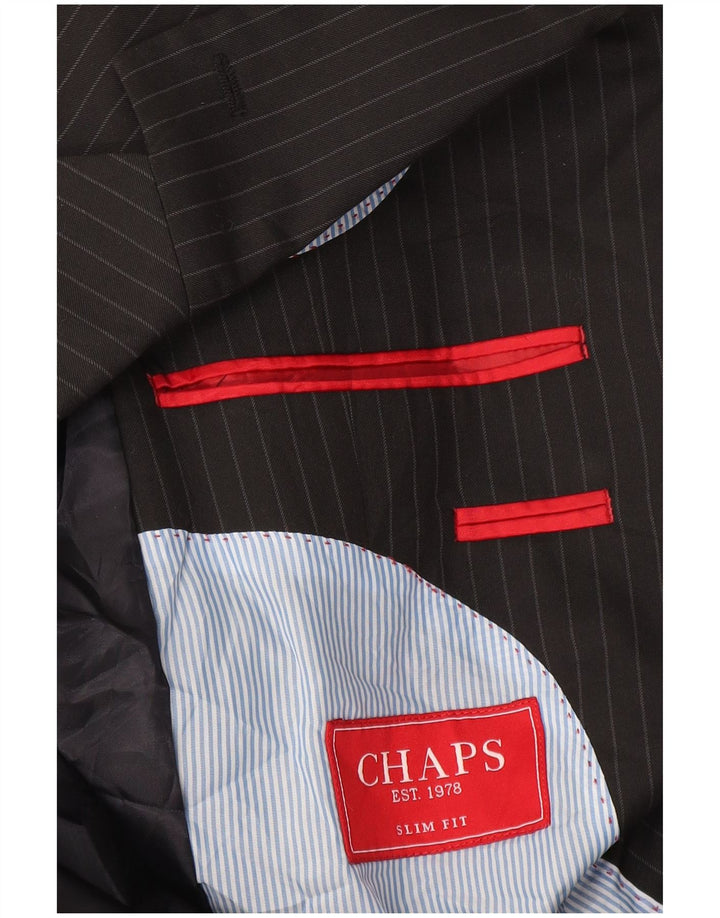 Chaps Herren-Blazer mit 2 Knöpfen, schmale Passform, Gr. 40, Größe L, Schwarz, Nadelstreifen