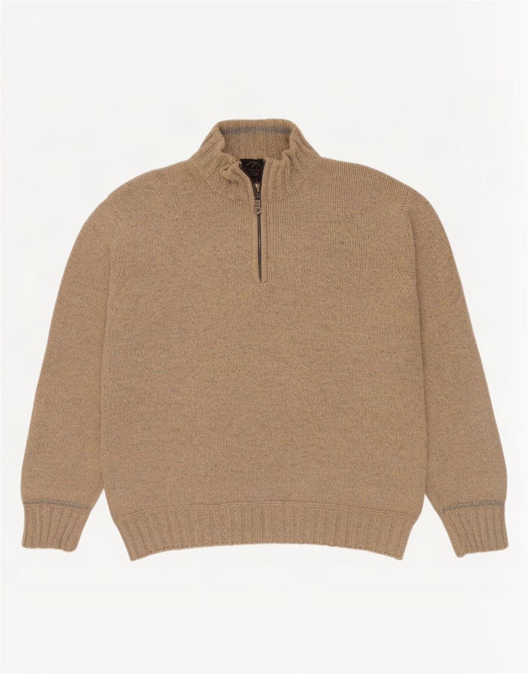 Murphy & Nye Herren-Pullover mit Reißverschluss, XL, beige gesprenkelte Wolle