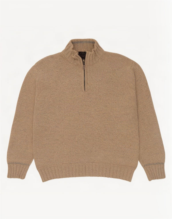 Murphy & Nye Herren-Pullover mit Reißverschluss, XL, beige gesprenkelte Wolle