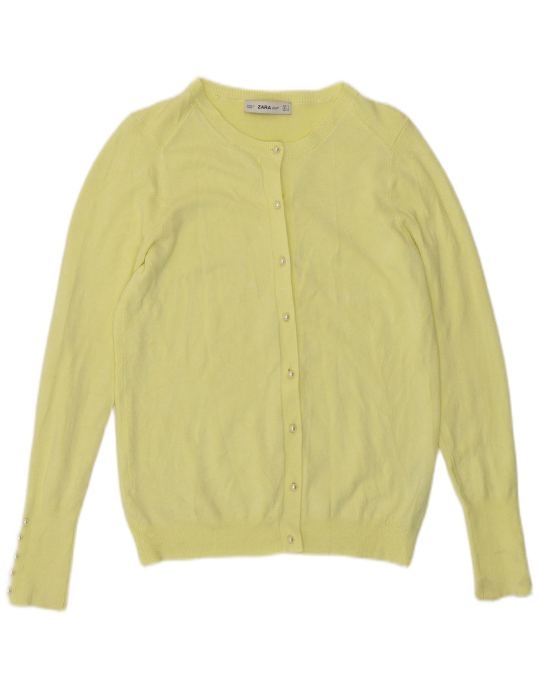 Zara Damen-Cardigan-Pullover UK 10 Kleine gelbe Viskose