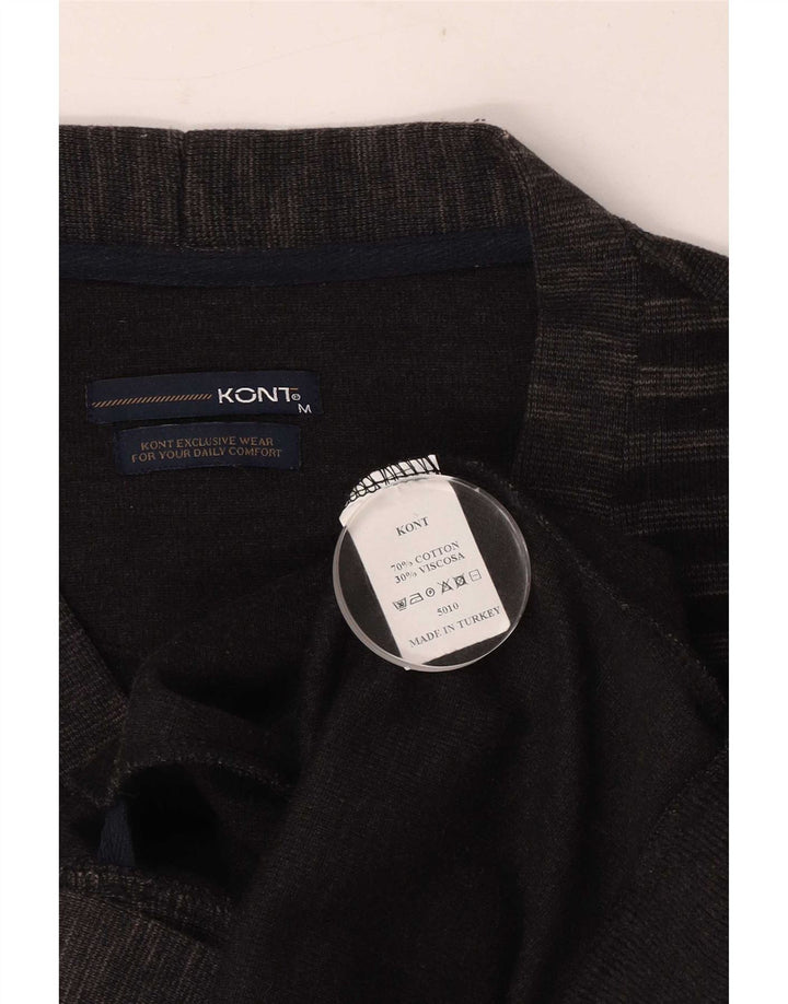 Vintage Herren Cardigan Pullover Medium Schwarz Gestreifte Baumwolle