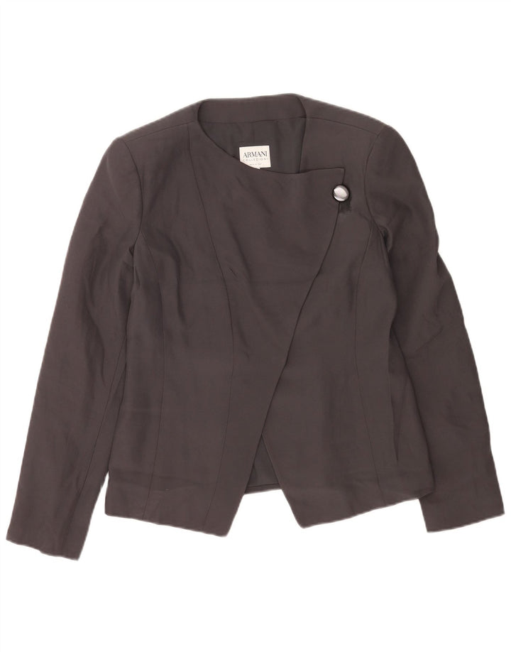Armani Collezioni Damen 1-Knopf-Blazerjacke IT 42 Mittelschwarzes Acetat