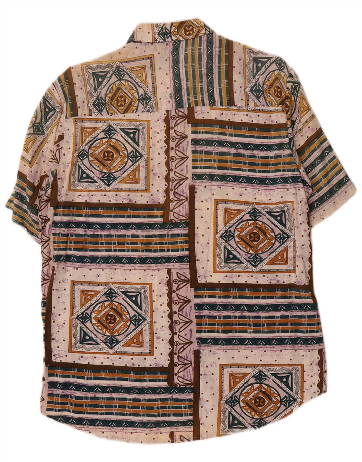 Rob Roy Herren-Kurzarmhemd, mittelgroße, mehrfarbige, geometrische Viskose