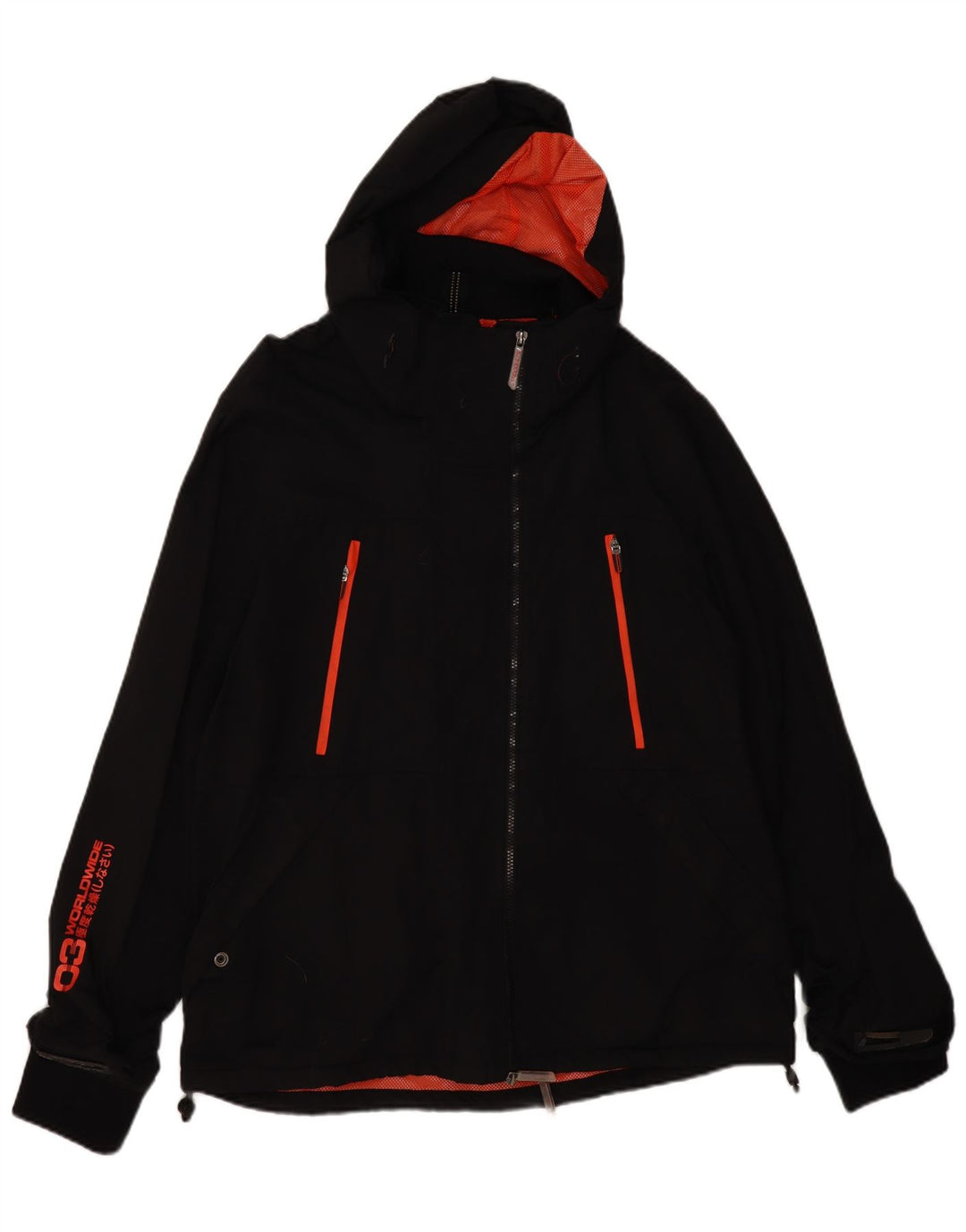 SUPERDRY Herren-Windbreakerjacke mit Kapuze, UK 46 3XL, Schwarz