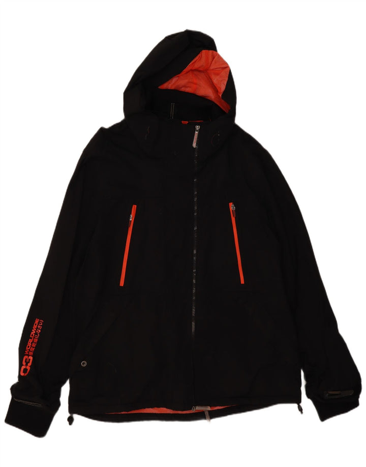 SUPERDRY Herren-Windbreakerjacke mit Kapuze, UK 46 3XL, Schwarz