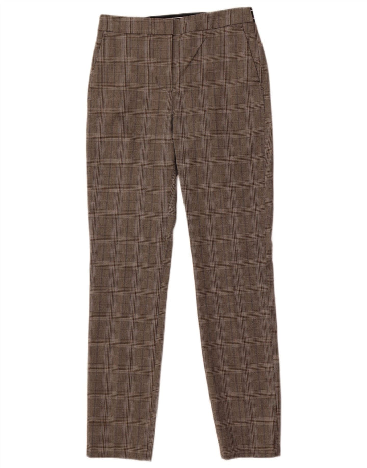 Zara Damen Slim Anzughose XS W24 L27 Grau kariertes Polyester